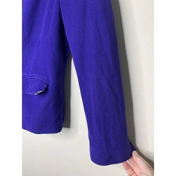 Chicos Women Size 2/Large Blue/ Purple Jacket Stripes Cotton Double Button - Picture 9 of 9